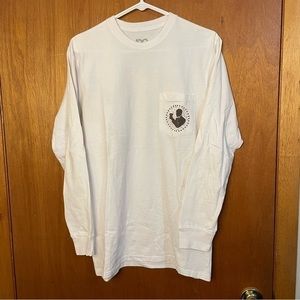 RG Rowdy gentleman long sleeved white‎ pocket tee size medium with brown print